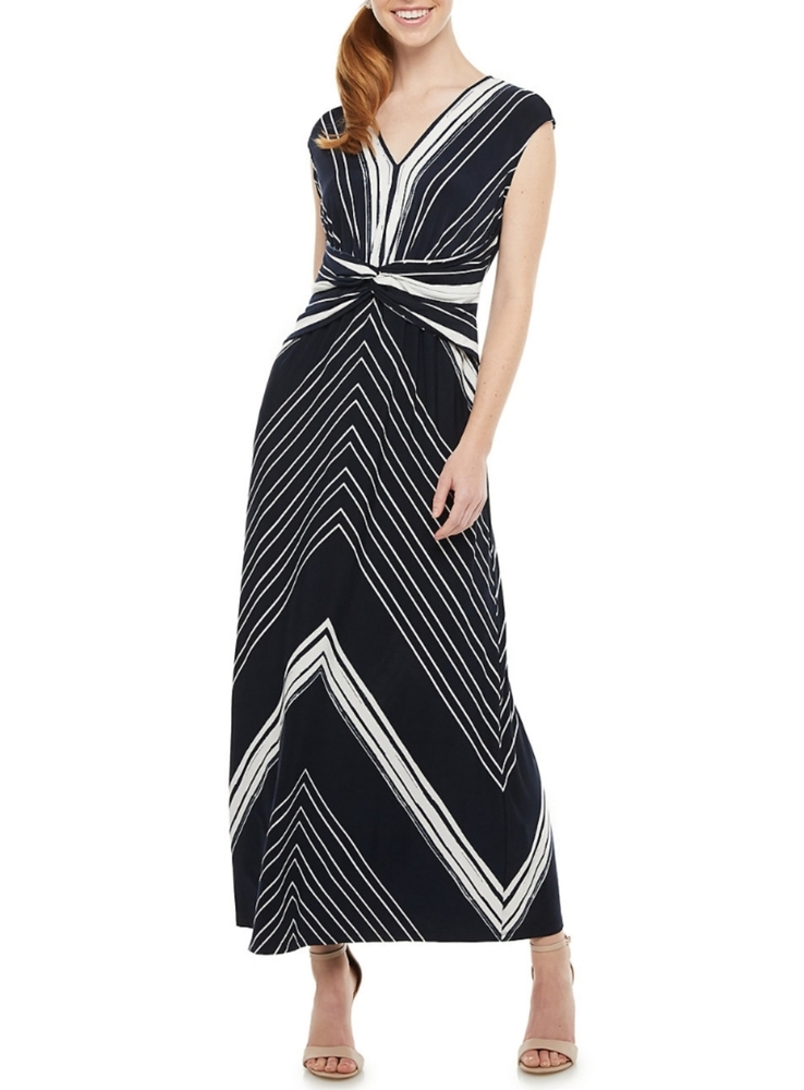 Navy blue and white dress, London Times